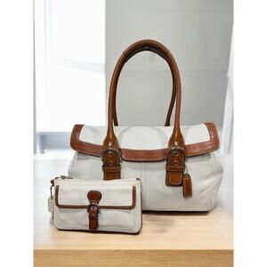 Vintage Coach 9636 Soho Leather Flap Satchel Bag & 7734 Large Leather Wristlet